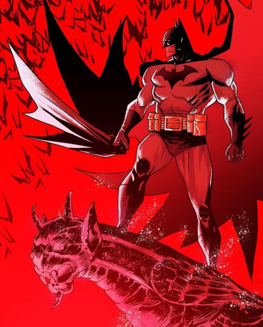 Batman Red Background Dragon Illustration Print Poster