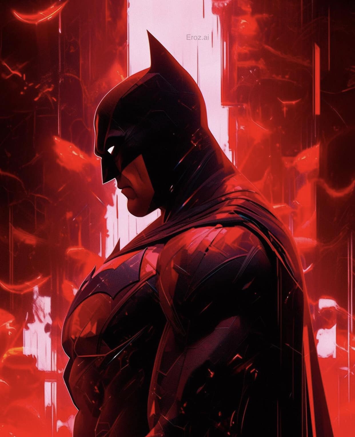 Batman Red Light Portrait Print Poster