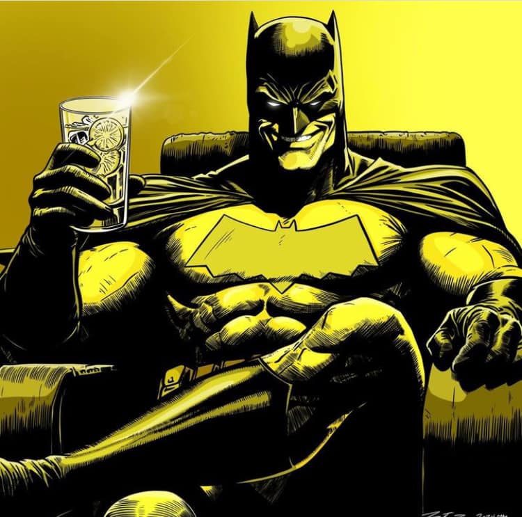 Batman Relaxing With Drink Print Poster