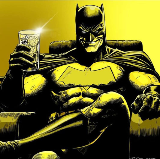 Batman Relaxing With Drink Print Poster