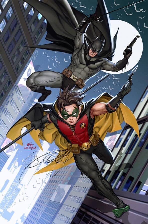 Batman Robin Cityscape Action Print Poster