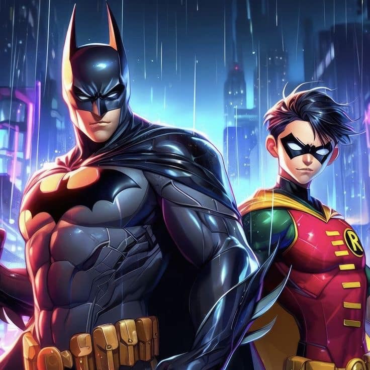 Batman Robin Dynamic Duo Cityscape Jigsaw Puzzle
