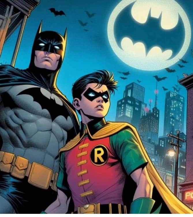 Batman Robin Gotham Night Print Poster