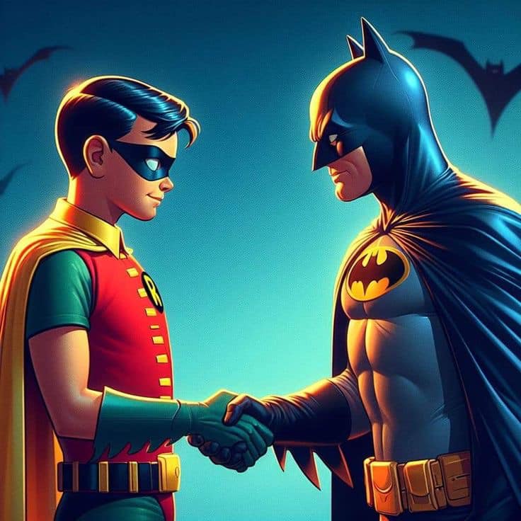 Batman Robin Handshake Print Poster