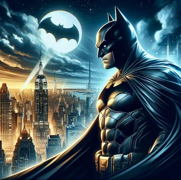Batman Silhouette City Nightscape Print Poster