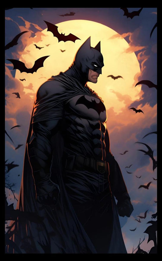 Batman Silhouette Full Moon Print Poster