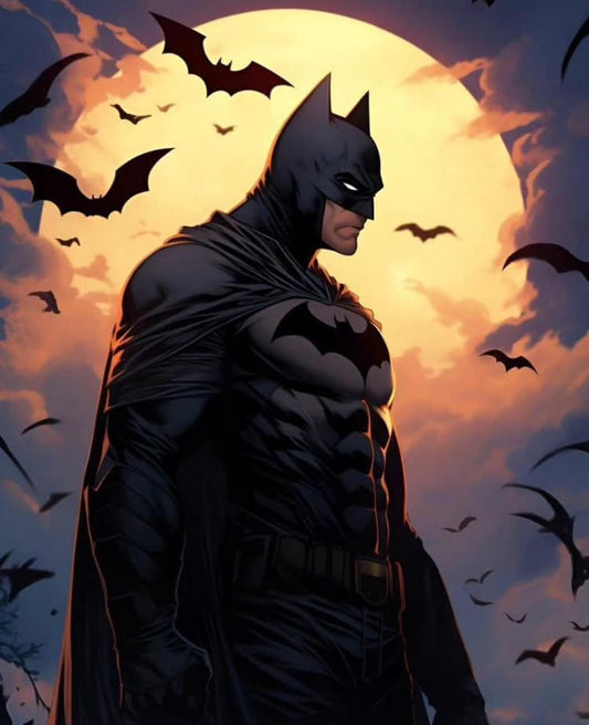 Batman Silhouette Moon Bats Print Poster