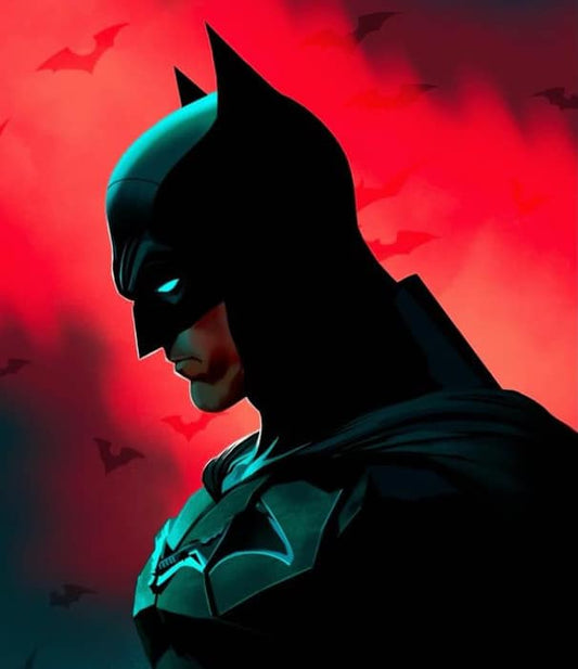 Batman Silhouette Red Background Print Poster