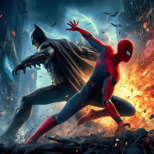 Batman Spider Man Showdown Print Poster
