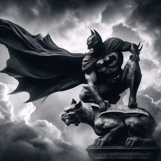 Batman Statue Dramatic Clouds Print Poster