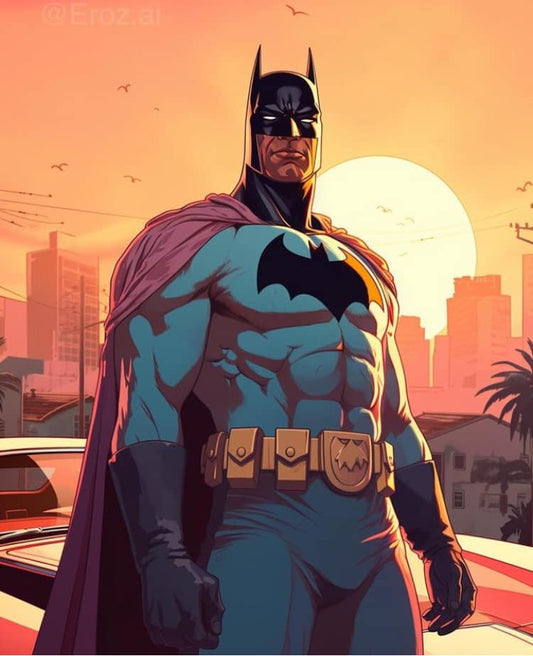 Batman Sunset Cityscape Print Poster