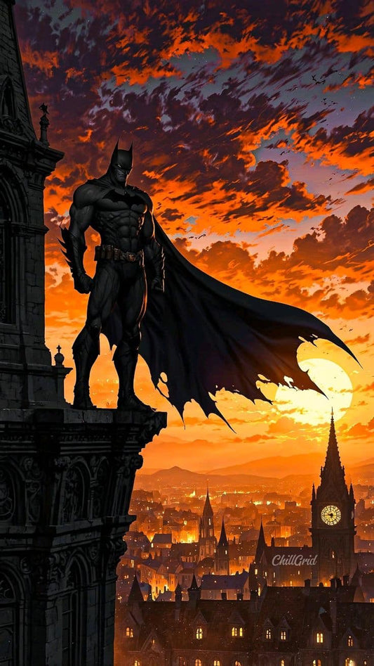 Batman Sunset Cityscape (2) Print Poster