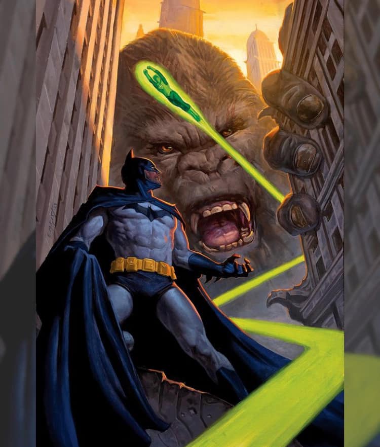 Batman Vs Kong Comic Art Print Poster