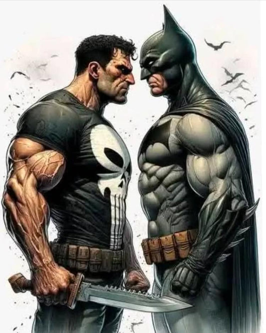 Batman Vs Punisher Faceoff Print Poster