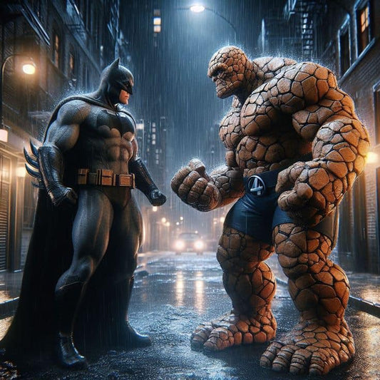 Batman Vs Thing Rainy Alley Print Poster