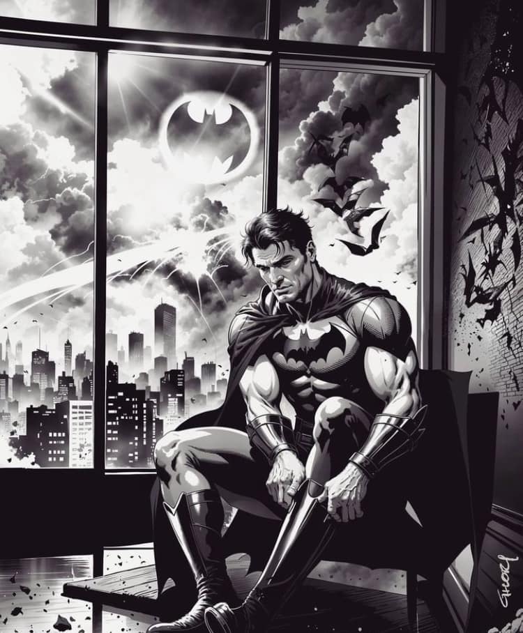 Batman Window Portrait Print Poster