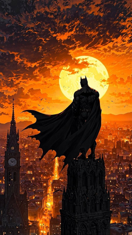 Batman City Sunset 001 Print Poster