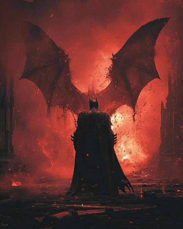 Batman Fiery Background 592 Print Poster