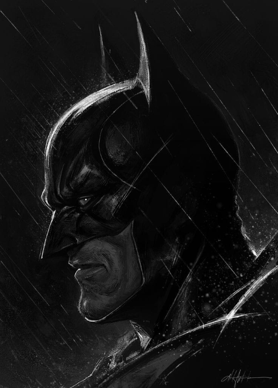 Batman Silhouette In Rain 923 Print Poster