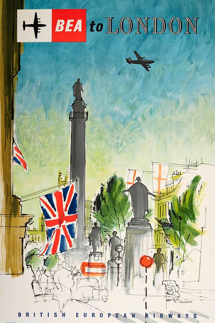Bea British European To London Vintage Style Wall Art Home Poster
