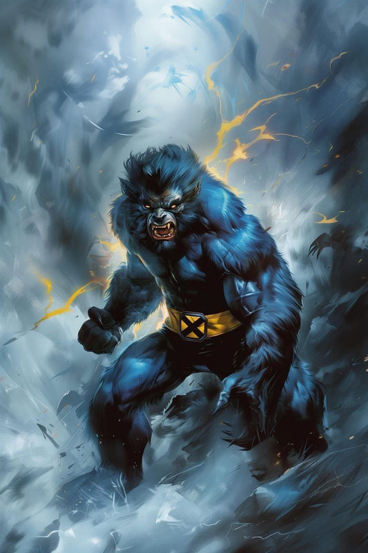 Beast X Men Action Illustration Print Poster