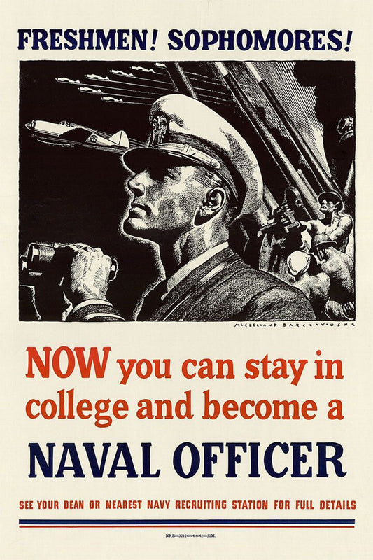 Become A Naval Officer 1940S Ww2 Navy Recruiting Wall Art Home Poster