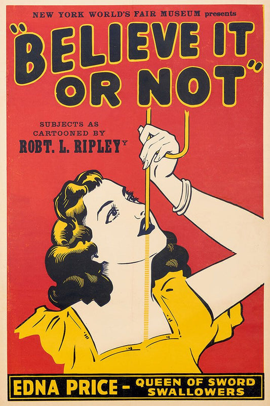 Believe It Or Not Sword Swallower 1930S Vintage Style Wall Poster