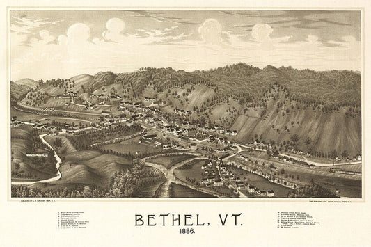 Bethel Vermont 1886 Historic Panoramic Town Map Jigsaw Puzzle