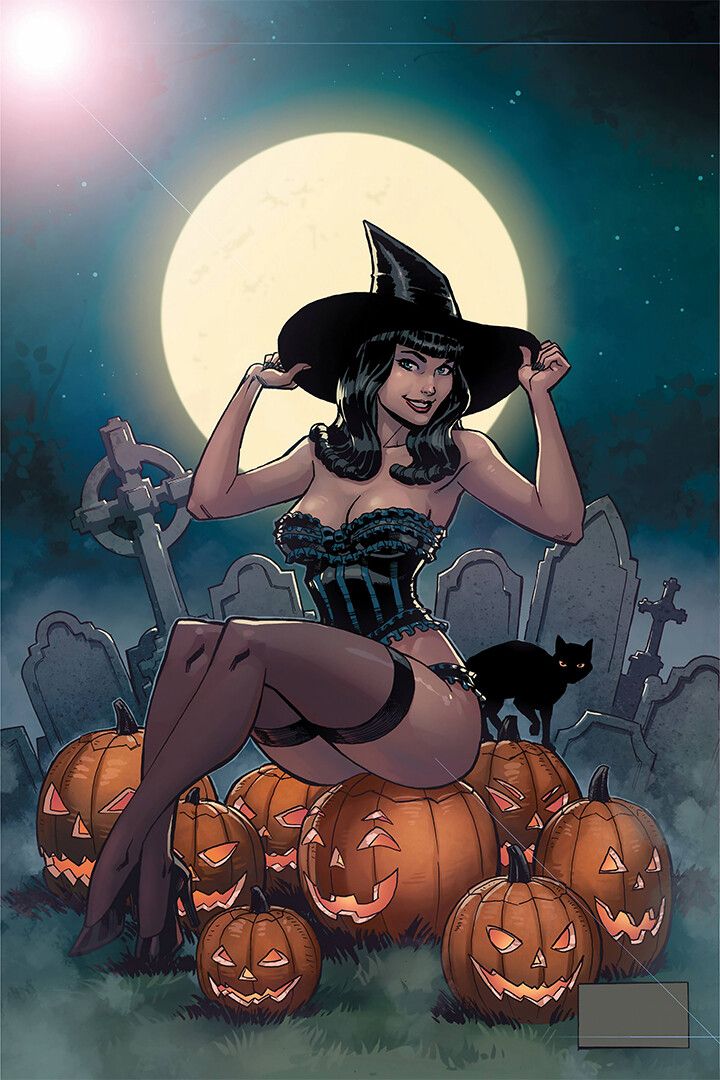 Bettie Page Cemetery Halloween Special Cover Art Home Decor Poster