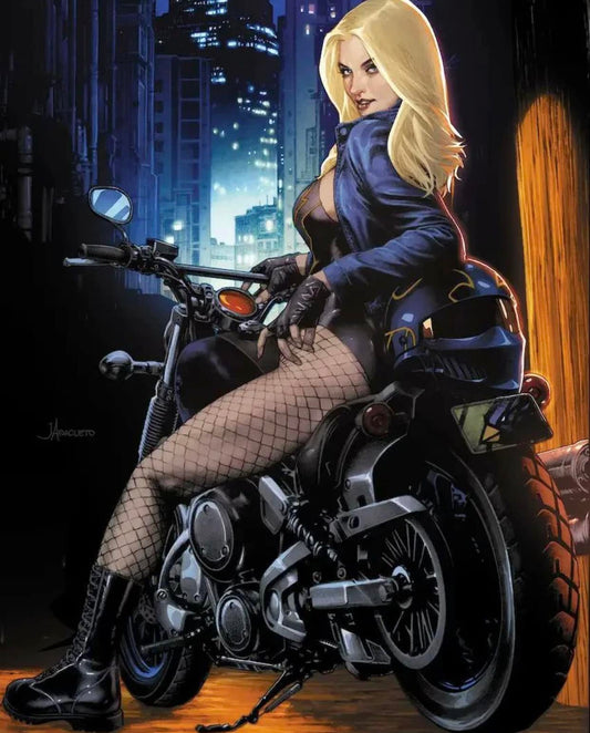 Biker Girl Night City Print Poster