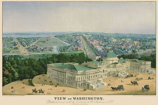 Birds Eye View 1852 Washington Dc Vintage Style City Map Jigsaw Puzzle