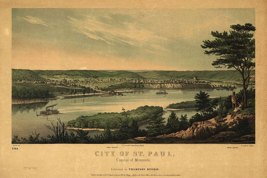 Birds Eye View 1853 Saint Paul Minnesota Vintage City Map Jigsaw Puzzle