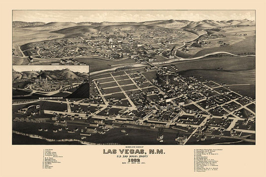 Birds Eye View 1882 Las Vegas New Mexico Vintage City Map Jigsaw Puzzle