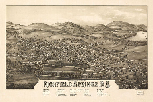 Birds Eye View 1885 Richfield Springs New York City Map Jigsaw Puzzle
