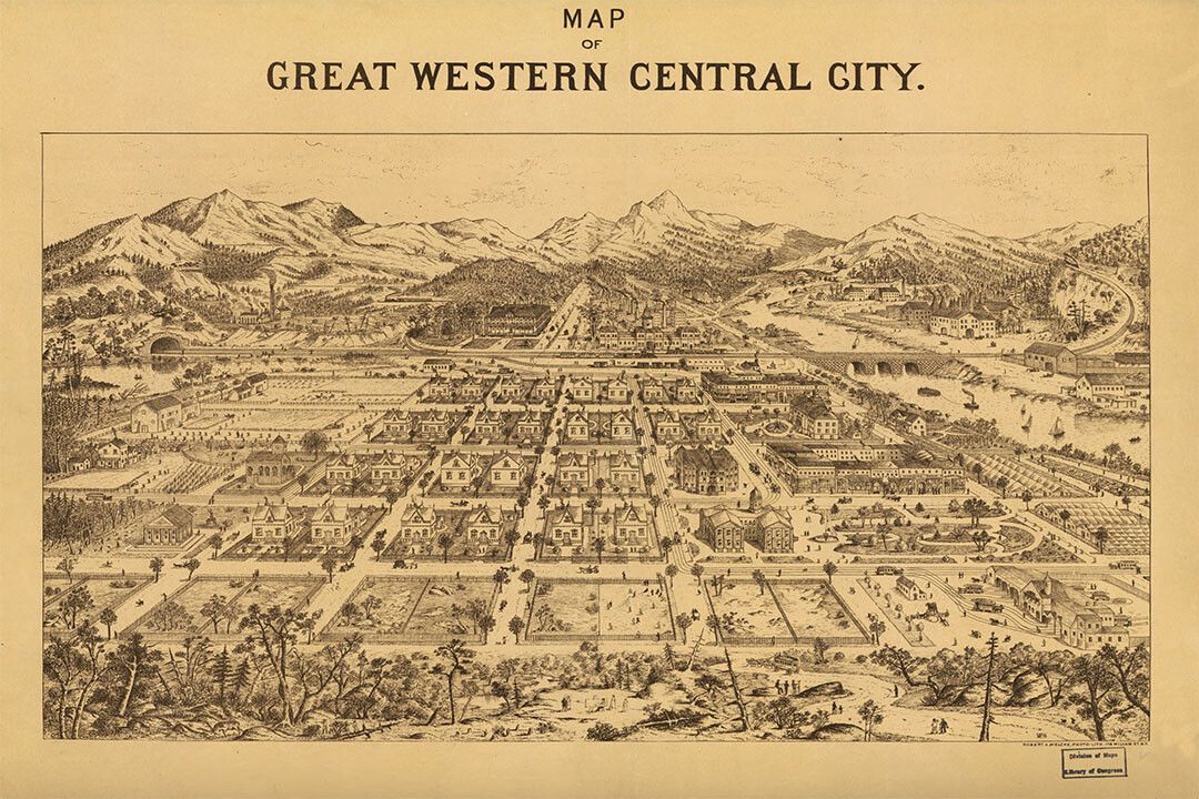 Birds Eye View 1887 Central City Colorado City Map Wall Art Poster