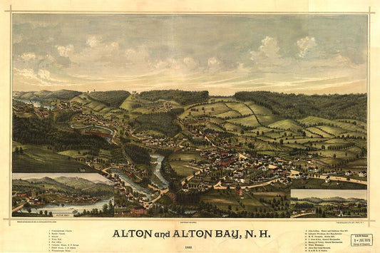 Birds Eye View 1888 Alton And Alton Bay Vintage City Map Jigsaw Puzzle