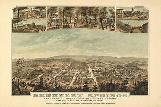 Birds Eye View 1889 Berkeley Springs West Virginia Map Jigsaw Puzzle