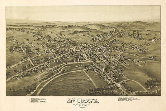 Birds Eye View 1895 St Marys Pennsylvania Vintage Map Jigsaw Puzzle