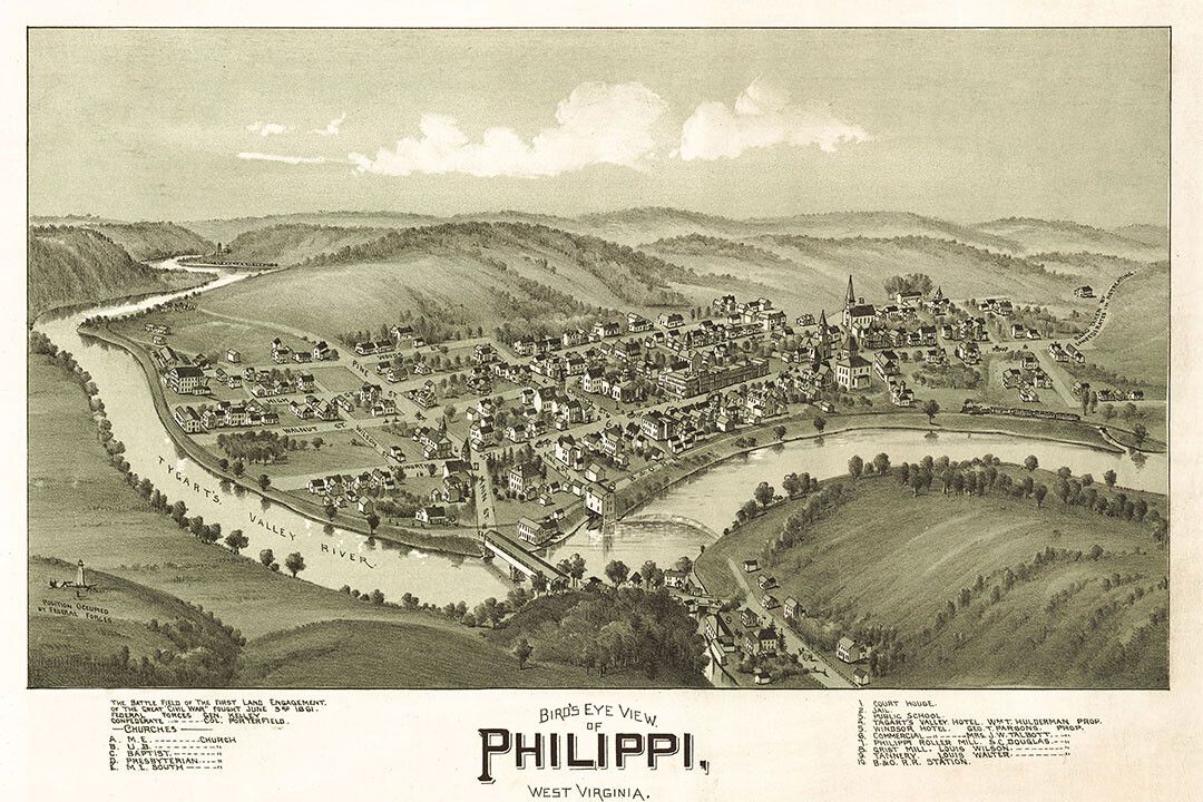 Birds Eye View 1897 Philippi West Virginia Vintage Map Jigsaw Puzzle