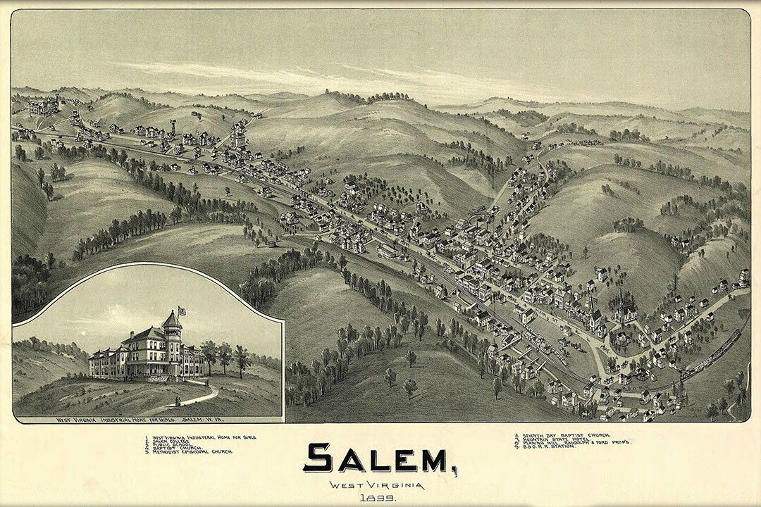 Birds Eye View 1899 Salem West Virginia Vintage City Map Jigsaw Puzzle