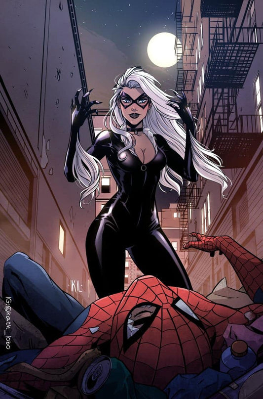Black Cat Victorious Alley Scene Print Poster