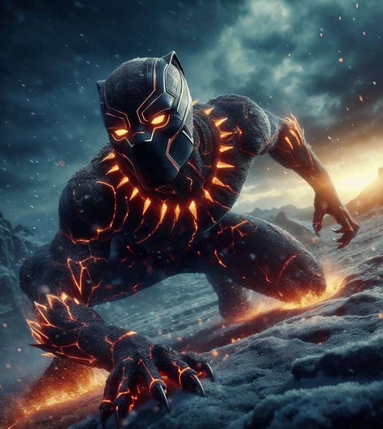 Black Panther Action Scene (3) Print Poster