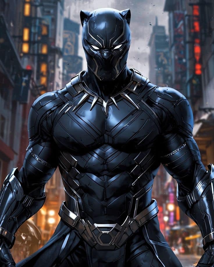 Black Panther Portrait Cityscape Print Poster