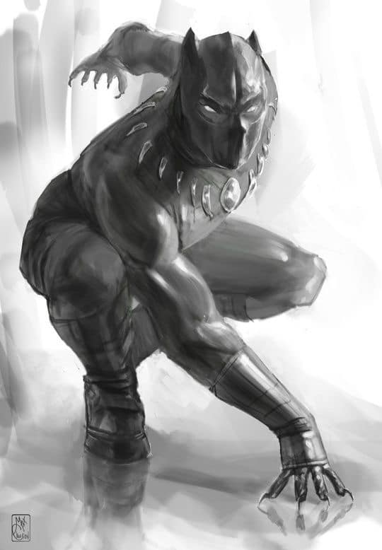 Black Panther Sketch Action Pose Print Poster