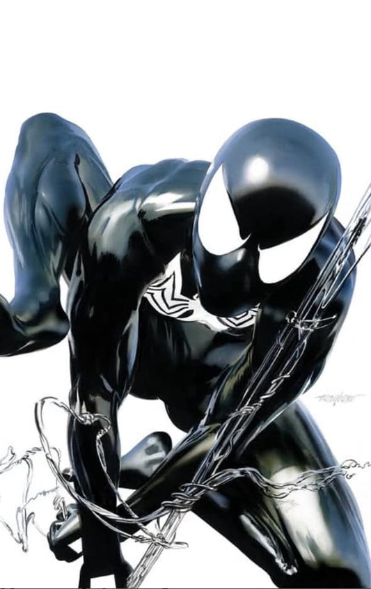 Black Suited Spider Man Action Pose Print Poster