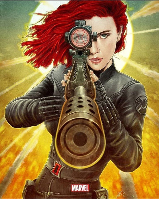 Black Widow Action Portrait Print Poster