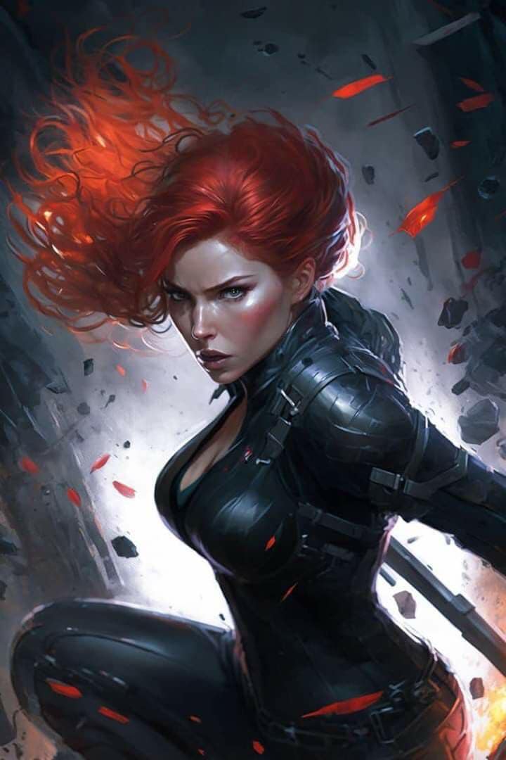 Black Widow Action Scene Print Poster