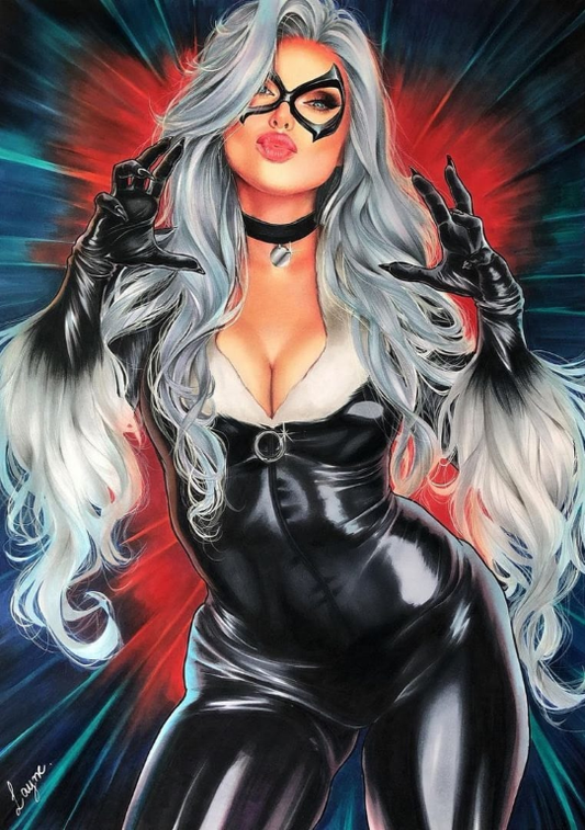 Black Cat Comic Look 027 Print Poster