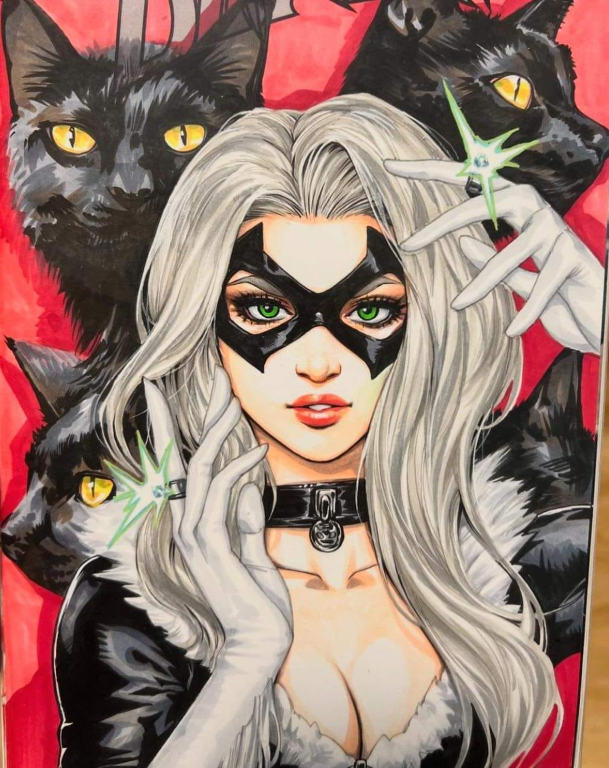 Black Cat Ring Gloves Cats 8981 Print Poster