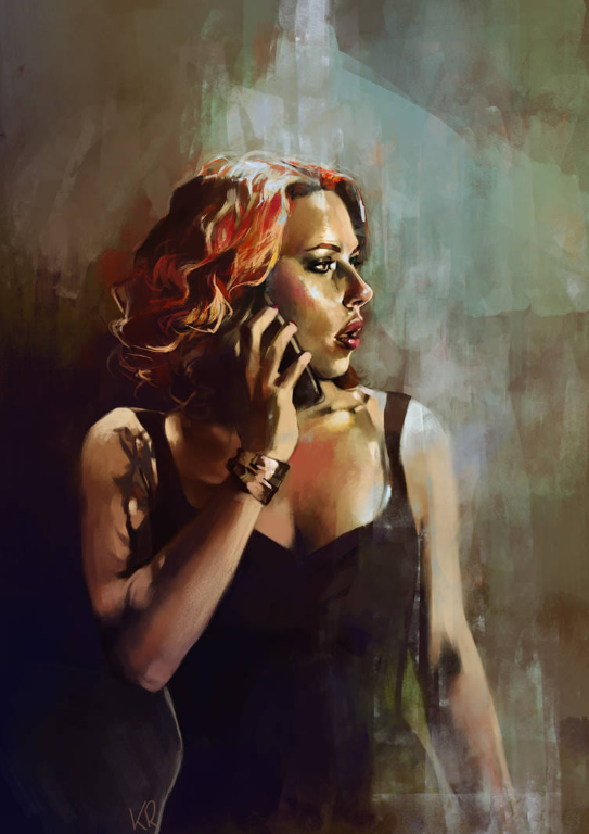 Black Widow Red Hair Painting 9481 Print Poster